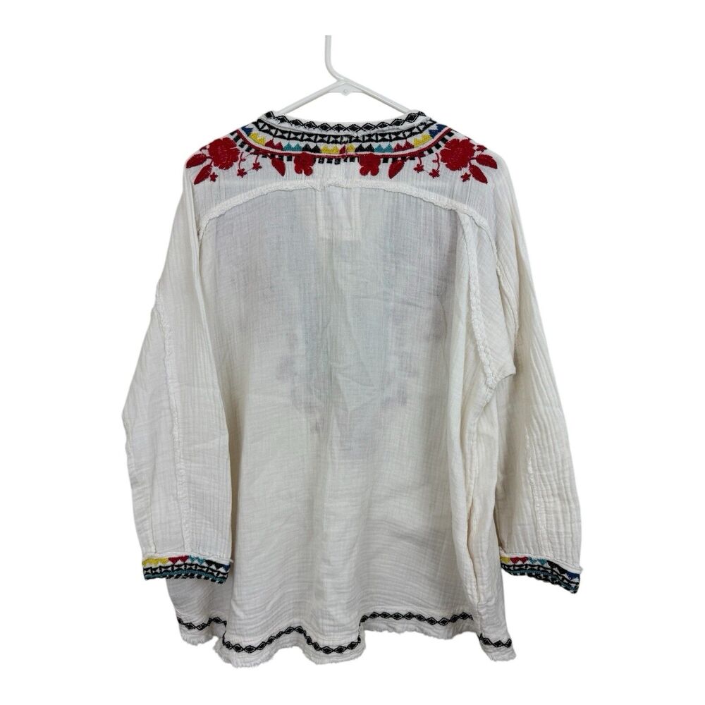 Johnny Was Embroidered Tunic Top Cotton Belvedere Gauze Boho Indie Hippie Summer - Picture 5 of 9